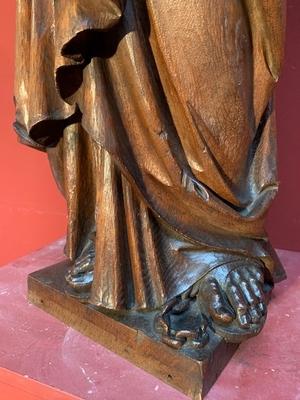 Christ King Signed : J.V. At Genk en Hand - Carved  wood Oak, Genk - Belgium 19th century ( anno 1865 )