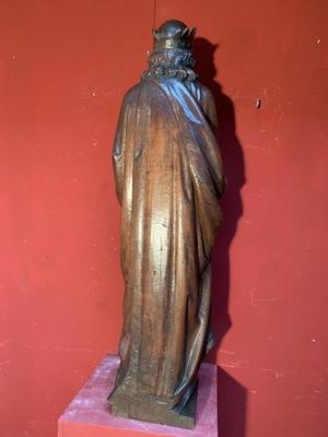 Christ King Signed : J.V. At Genk en Hand - Carved  wood Oak, Genk - Belgium 19th century ( anno 1865 )