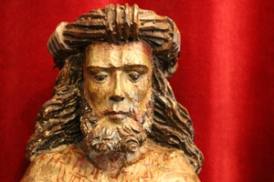 Christ On The Cold Stone.  en hand-carved wood, 16 th century