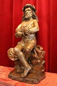 Christ On The Cold Stone.  en hand-carved wood, 16 th century