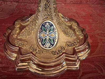 Ciborium en Full - Silver Gilt / Enamel Applications / River Stones, France 19 th century ( Anno 1873 )