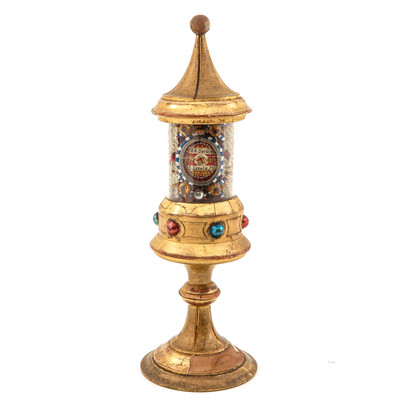 Cillinder - Reliquary Ex Ossibus Relics St. Ursula & Socio + St. Joh. Nepomucenus en Wood / Glass , Italy  18 th century
