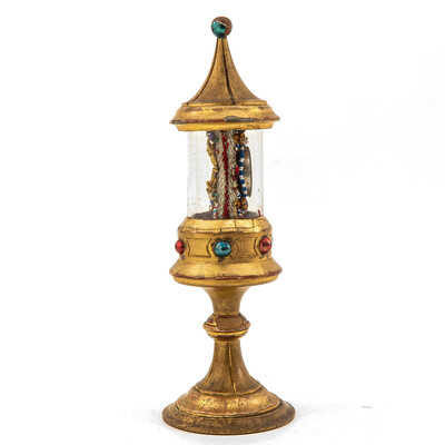 Cillinder - Reliquary Ex Ossibus Relics St. Ursula & Socio + St. Joh. Nepomucenus en Wood / Glass , Italy  18 th century