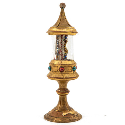 Cillinder - Reliquary Ex Ossibus Relics St. Ursula & Socio + St. Joh. Nepomucenus en Wood / Glass , Italy  18 th century