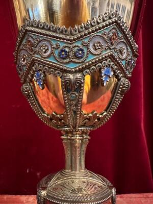 Exceptional Chalice  style Classicistic en Full- Silver Marks Present / Enamel, France 19 th century ( Anno 1865 )