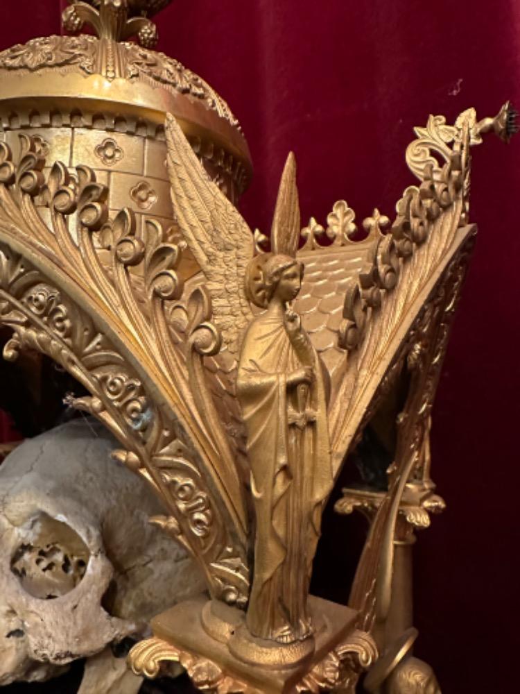1 Classicistic Exceptional High Quality Very Large Reliquary With Skull Of Unknown Saint