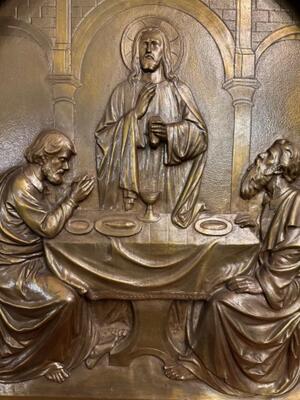 High Quality Altar - Retable Supper In Emmaus style Classicistic en Full Bronze Gilt, Netherlands  19 th century ( Anno 1865 )