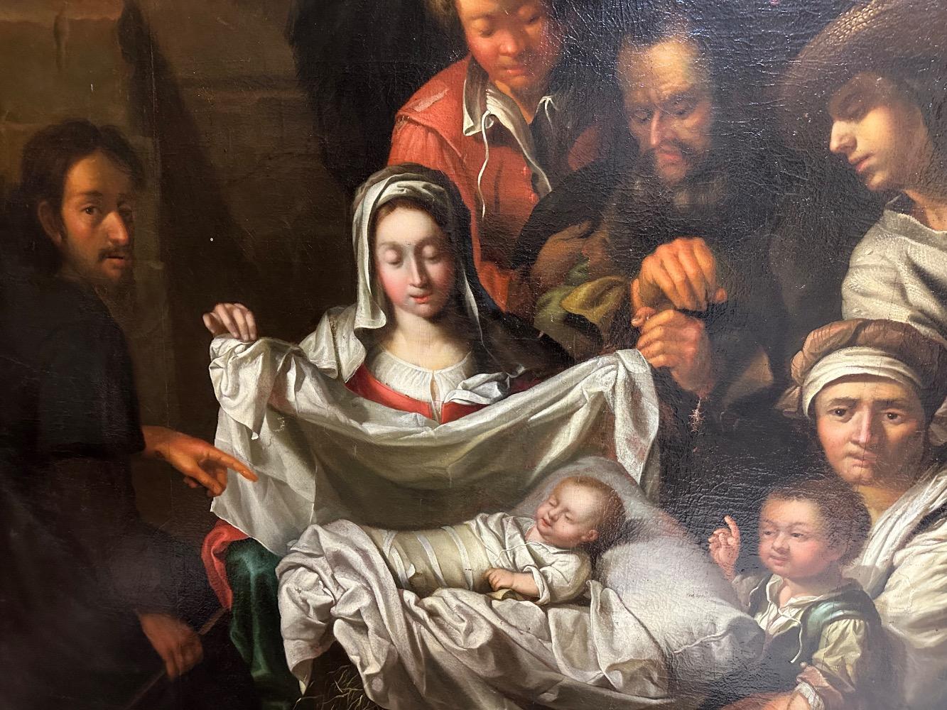 1 Classicistic Large Monumental Flemish Masterwork / Adoration Of The Shepherds