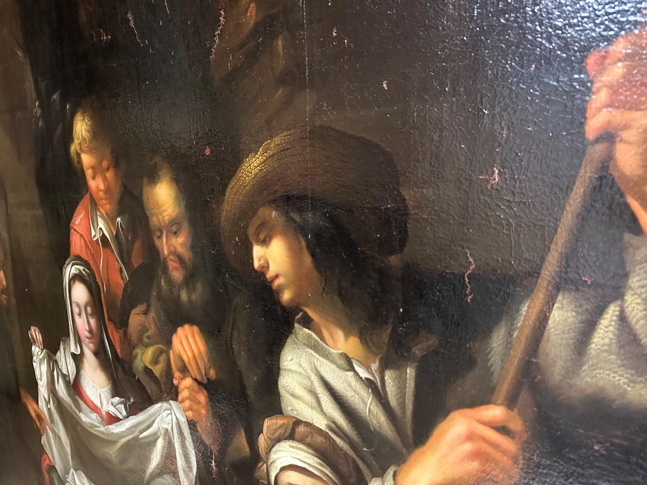 1 Classicistic Large Monumental Flemish Masterwork / Adoration Of The Shepherds