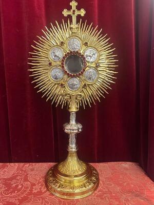 1 Classicistic Monstrance With Orignal Full Silver Lunula & Case. By: Thiery - Paris