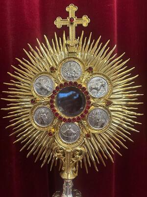 1 Classicistic Monstrance With Orignal Full Silver Lunula & Case. By: Thiery - Paris