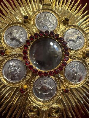 1 Classicistic Monstrance With Orignal Full Silver Lunula & Case. By: Thiery - Paris
