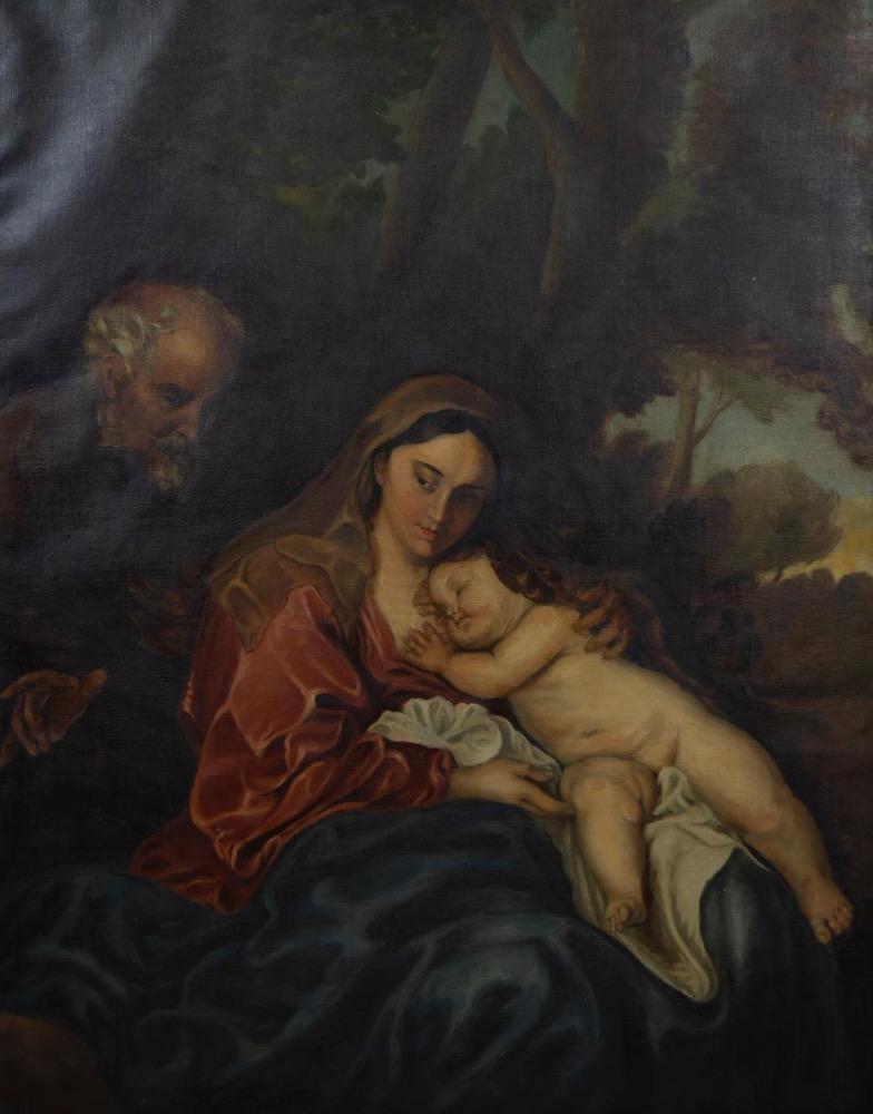 1 Classicistic Painting The Holy Family Rests During Flight To Egypt After Anton Van Dyck