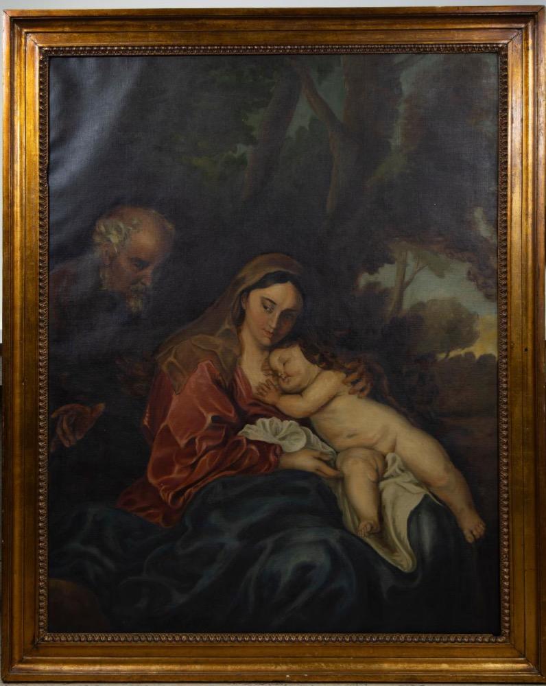 1 Classicistic Painting The Holy Family Rests During Flight To Egypt After Anton Van Dyck