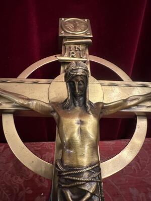 Processional Cross Complete With Pole style Classicistic en Bronze, Netherlands  20 th century ( Anno 1930 )
