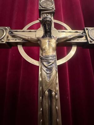Processional Cross Complete With Pole style Classicistic en Bronze, Netherlands  20 th century ( Anno 1930 )