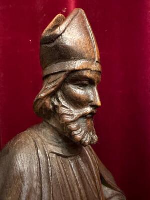 Sculpture Bishop style Classicistic en Hand - Carved Wood , Belgium  19 th century