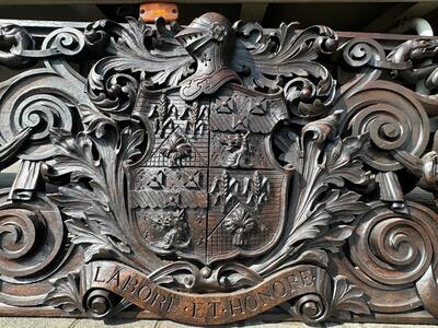 Stunning Architectural Element / Supra Porte. Agricultural Features And Cornucopia. style Classicistic en Fully Hand - Carved Wood , Germany 19 th century