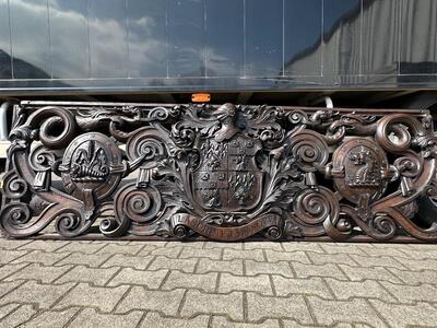 Stunning Architectural Element / Supra Porte. Agricultural Features And Cornucopia. style Classicistic en Fully Hand - Carved Wood , Germany 19 th century