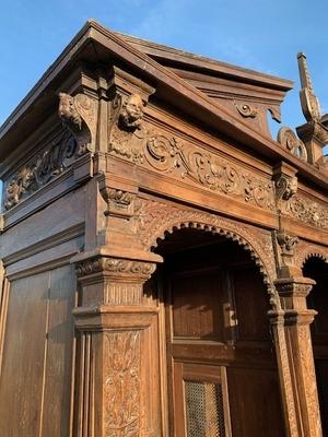 Confessional 17 Th Century !! en Oak wood, Belgium 17th Century !