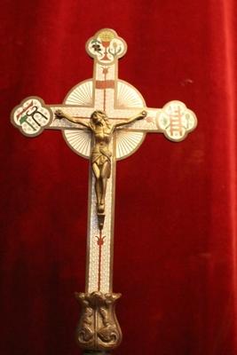 Cross en Bronze / Cloisonne, France 19th century