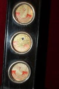 Cross-Reliquary Ostensorium  Containing 28 Originally Sealed Relics. en wood polychrome, Belgium 19th century ( anno 1855 )