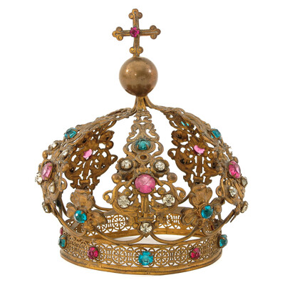 Crown en Brass / Glass , Belgium  19 th century