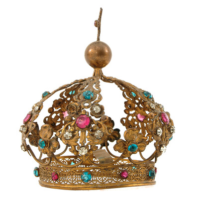 Crown en Brass / Glass , Belgium  19 th century