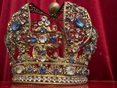 Crown en Brass / Gilt / Stones / Glass, France 19 th century ( Anno 1850 )