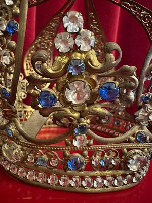 Crown en Brass / Gilt / Stones / Glass, France 19 th century ( Anno 1850 )
