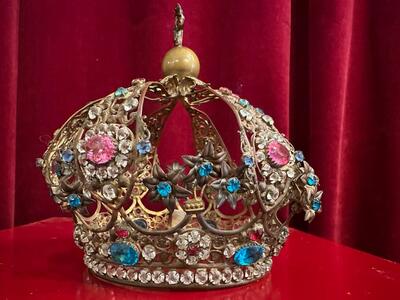 Crown en Brass - Gilt  / Glass, France 19 th century ( Anno 1865 )