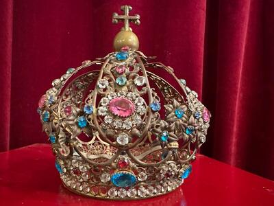 Crown en Brass - Gilt  / Glass, France 19 th century ( Anno 1865 )