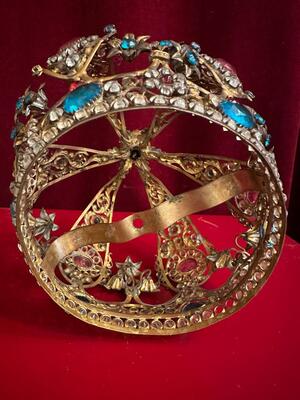 Crown en Brass - Gilt  / Glass, France 19 th century ( Anno 1865 )
