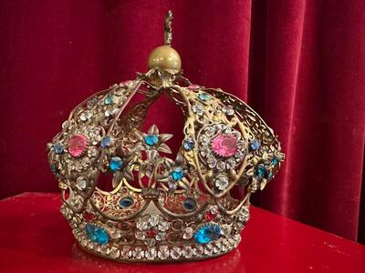 Crown en Brass - Gilt  / Glass, France 19 th century ( Anno 1865 )