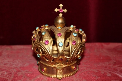 Crown en Brass / Gilt / Gem Stones, Belgium 19th century ( anno 1870 )