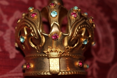 Crown en Brass / Gilt / Gem Stones, Belgium 19th century ( anno 1870 )