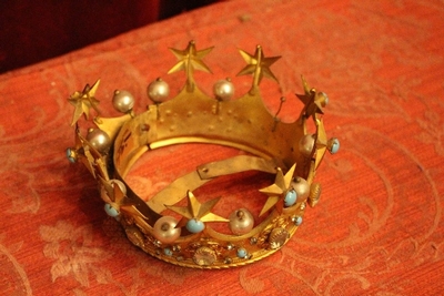 Crowns en Brass /  Gilt / Stones, Belgium 19th century ( 1870 )