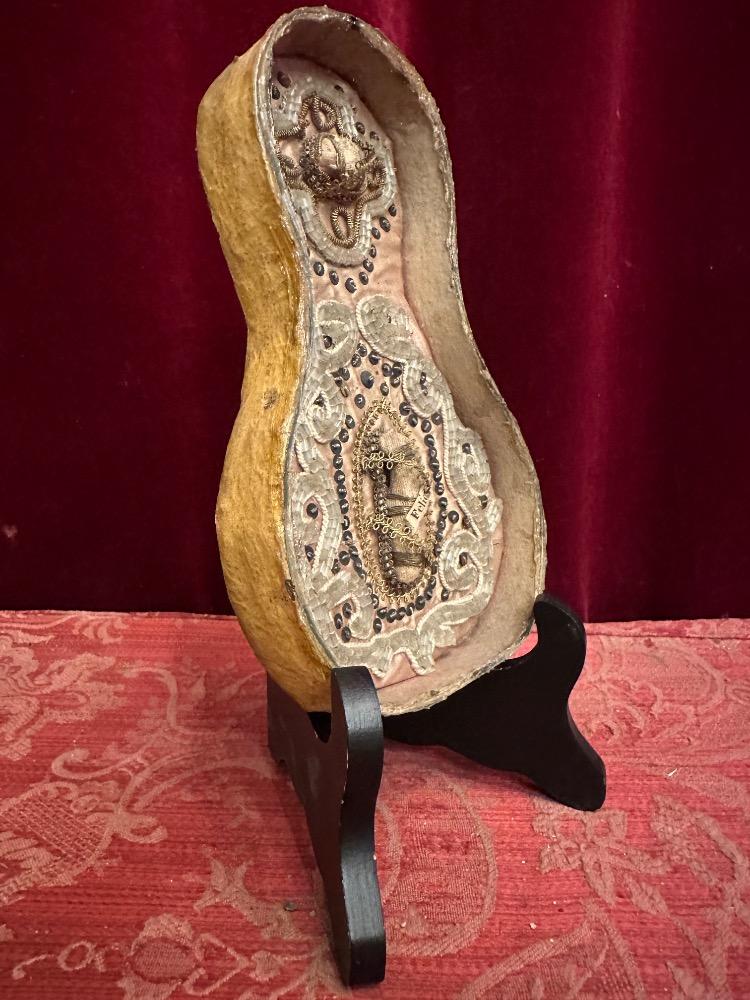 1  Early Reliquary Fully Hand - Made Monastery - Work First Class Relics ( Ex Ossibus ) St. Felicis. ( S. Felix ).