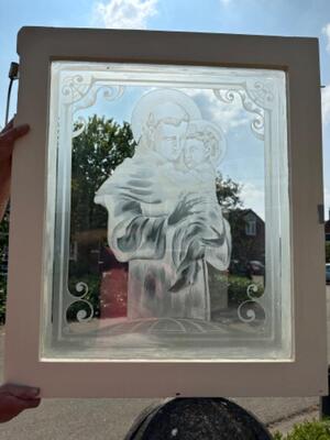 Etched - Glass Window St. Anthony Of Padua en ETCHED - GLASS , Belgium  20 th century