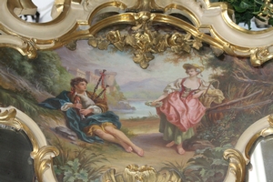 Exceptional And Very Rare Mirror en wood polychrome, Italy 19th century