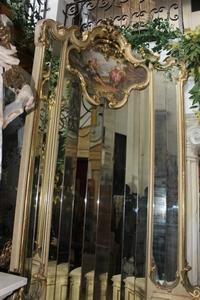 Exceptional And Very Rare Mirror en wood polychrome, Italy 19th century