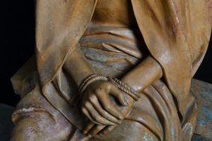 Exceptional Big Size Christ On The Cold Stone en Terra-Cotta, Belgium 19th century