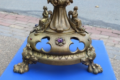 Exceptional Candle Holder en Full Bronze / Gemstones, France 19th century ( anno 1870 )