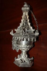 Exceptional Censer. Weight 2.10 Kgs ! en Bronze / Silvered, France 19th century