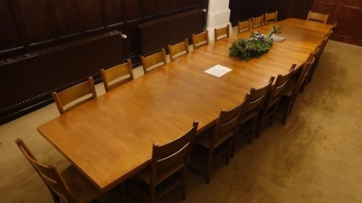Exceptional  Consistorium-Table With 22 Matching Chairs Dutch 20th century