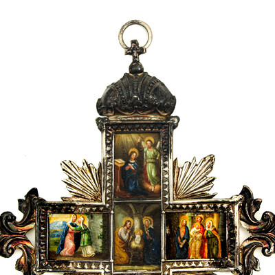 Exceptional Cross  Life Of St. Mary en Imaginations life of St. Mary in full Silver - Frame , Italy 18 th century ( Anno 1765 )