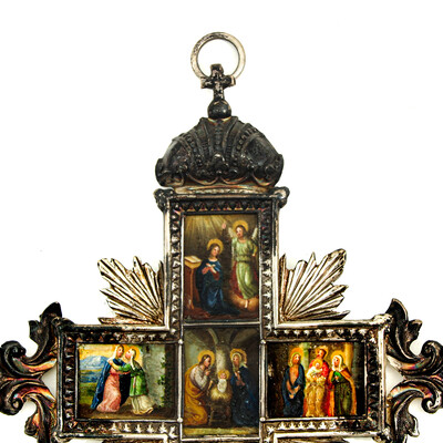 Exceptional Cross  Life Of St. Mary en Imaginations Life of St. Mary in full Silver - Frame , Italy 18 th century ( Anno 1765 )