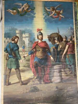 Exceptional Large Painting Signed. 350 X 240 Cm en Painted on Linen, Belgium 19 th century