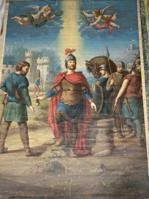 Exceptional Large Painting Signed. 350 X 240 Cm en Painted on Linen, Belgium 19 th century