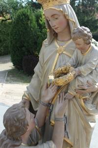 Exceptional Life Size Statue Our Lady Of Purgatory en Terra-Cotta polychrome, France 19th century